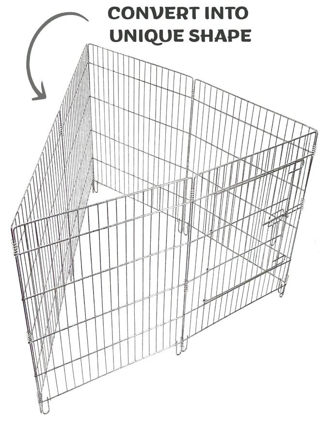 KittuPet قفص لعب معدني قابل للطي من KittuPet للكلاب والقطط والأرانب (قفص لعب 24 بوصة) مع بوابة سوداء - Image 3